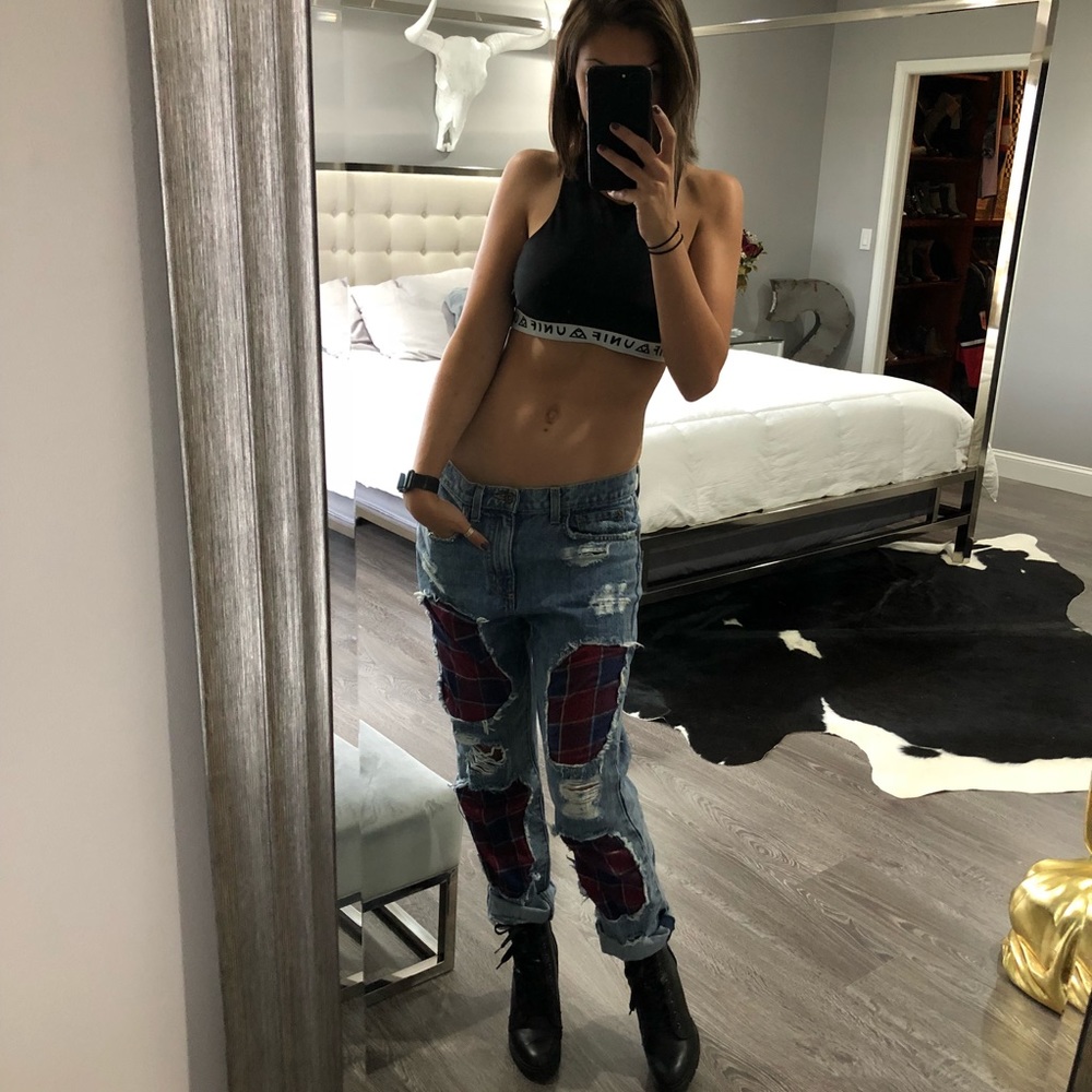 OLD SCHOOL LF CARMAR DENIM FLANNEL PATCH JEANS